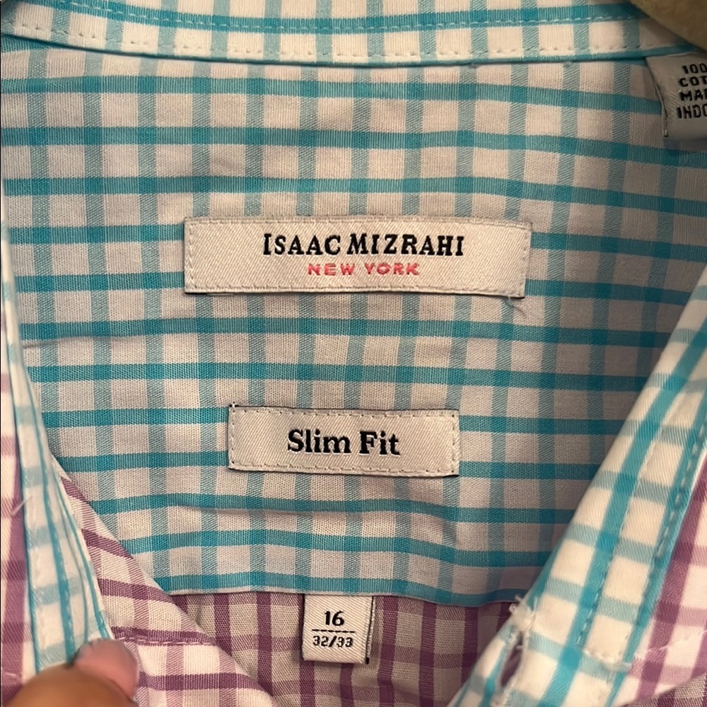 Isaac Mizrahi Purple and White Casual Button Down Shirt - Picture 2 of 4